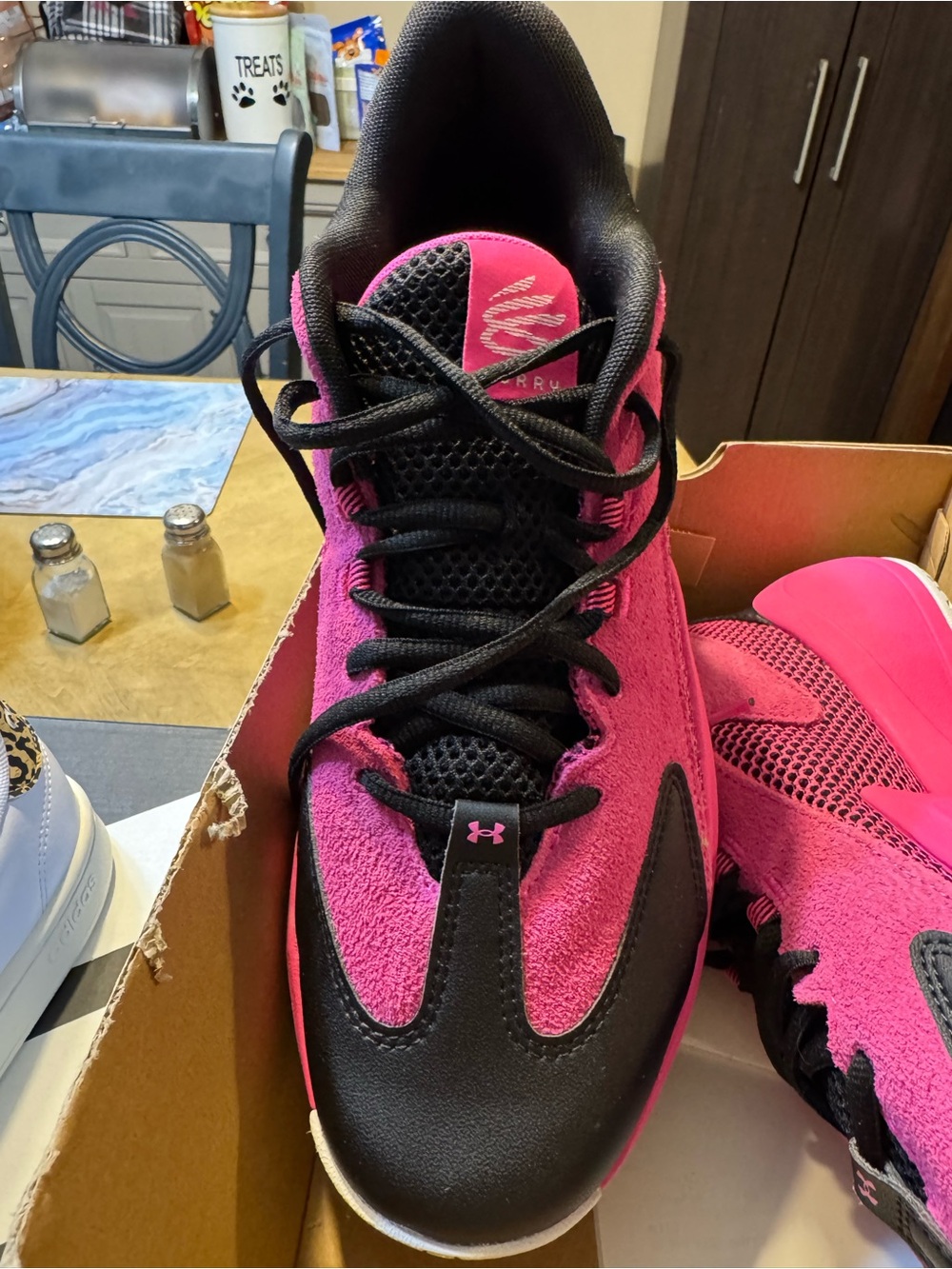 Under Armour Hot Pink and Black Steph Curry Basketball Sneakers